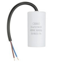 sourcing map CBB60 Run Capacitor 16uf 450V AC 2 Wires 50/60Hz Cylinder 73x37mm White for Air Compressor Water Pump Motor
