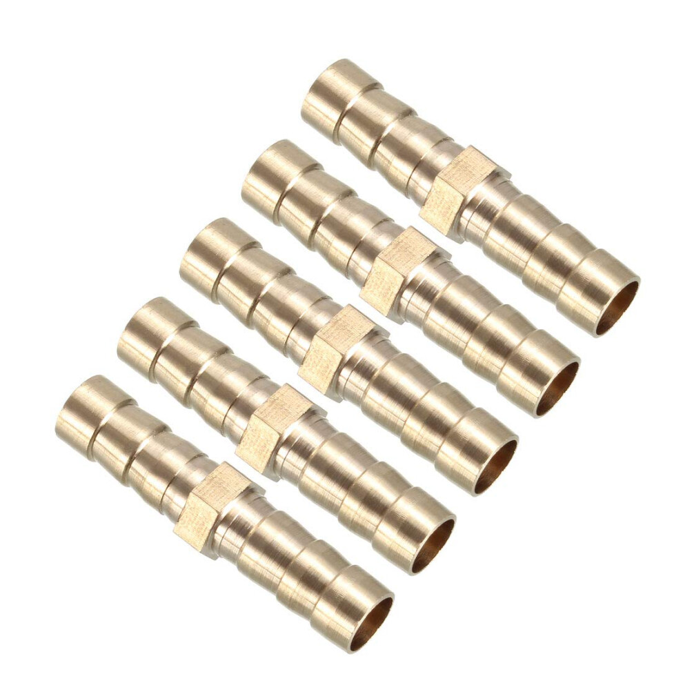 Sourcing Map 8Mm Brass Barb Hose Fitting Straight Connector Coupler 5Pcs 91240835