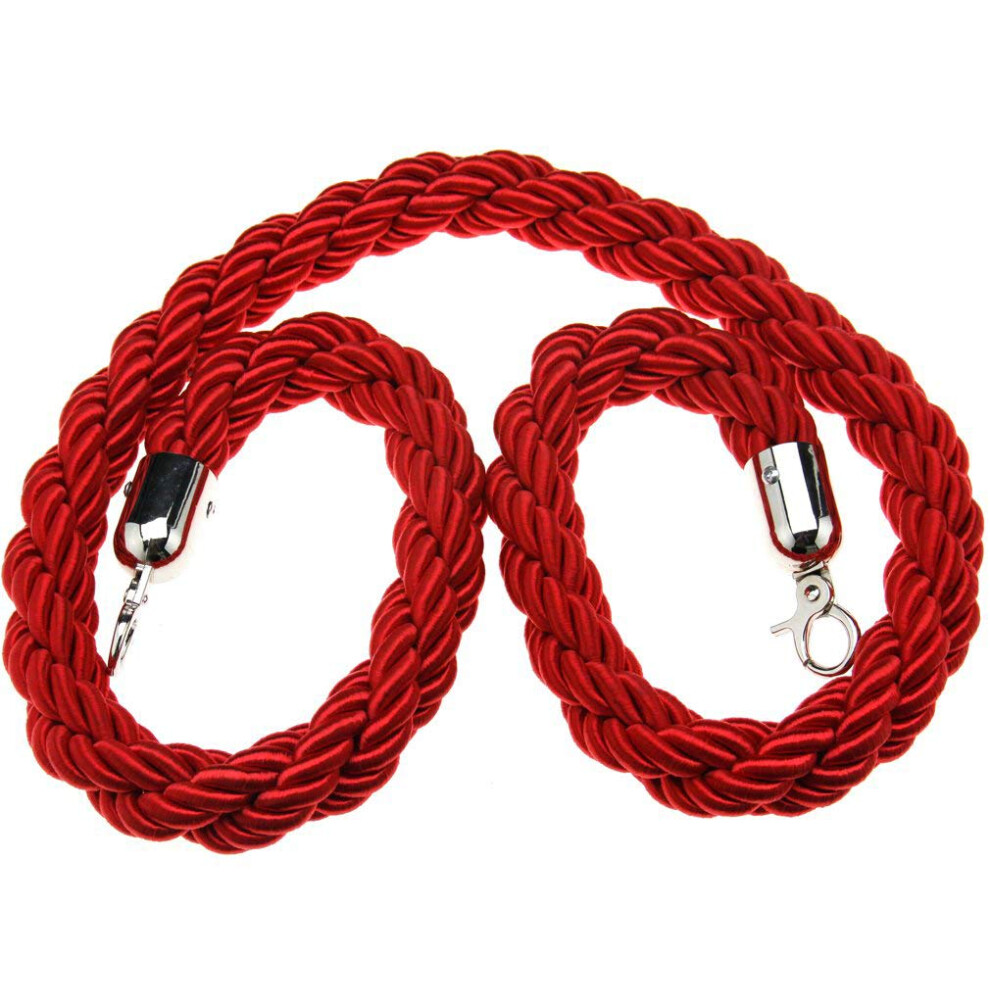 1.5M Twisted Red Queue Barrier Rope Divider Crowd Control Stanchion Barrier Rope With Hook 10699782