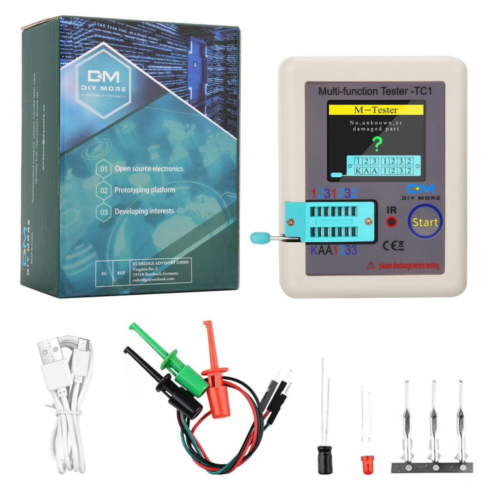 Diymore Lcr Tc1 Esr Tester Transistor Inductance Capacitance Resistance Esr Meter Multi-Function Tester Tft Lcr-Tc1 Transistor Tester For Diode Triod 43395651