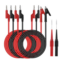 QIMEI-SHOP Multimeter Test Leads Set 4mm Banana Plug to Alligator Clips Cable Double Ended Banana Plug 1M Test Leads 2 Probes for Digital Multimeter
