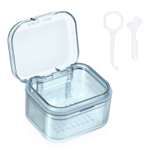 SUMTree Dental Container Case Orthodontic Denture Storage Box Retainer Container Box with Cleaning Basket and Brush Mouth Guard Case with Strainer fo