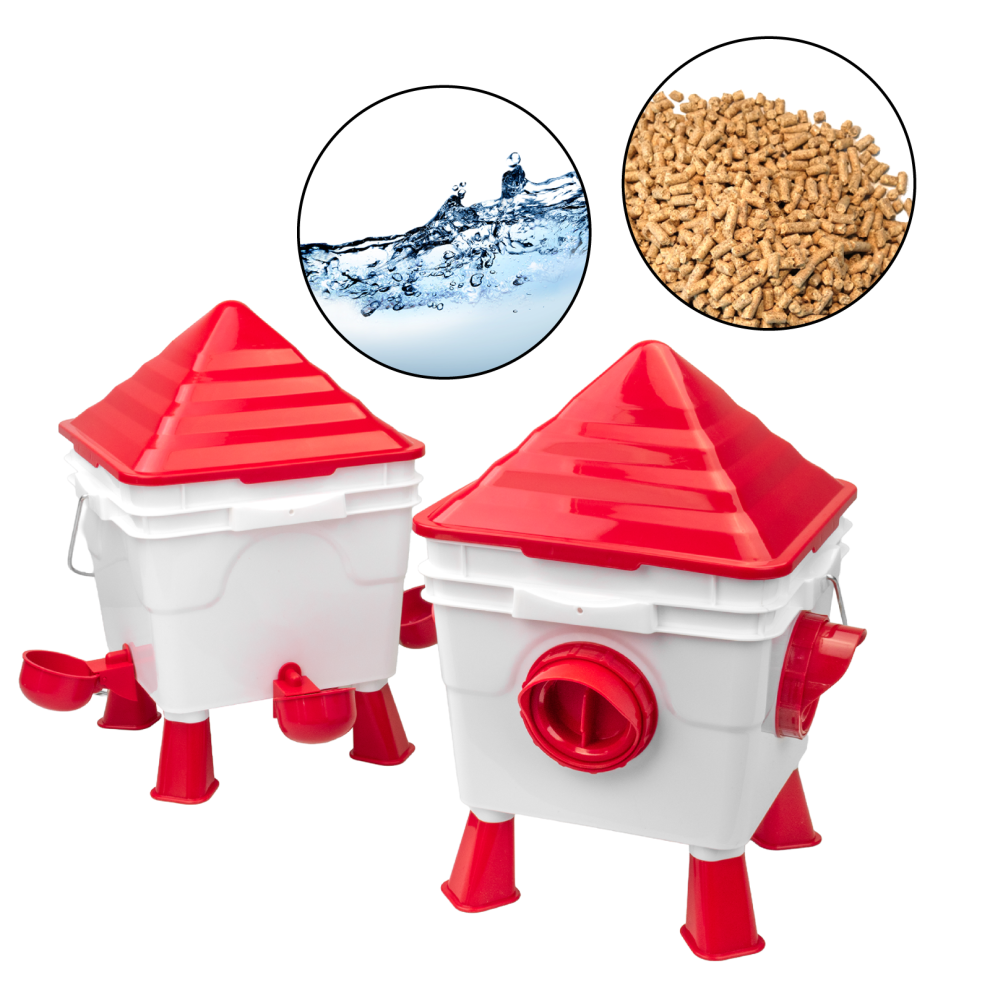 Kct Automatic Raised Chicken Feeder & Drinker Set 10Kg/10L Poultry Hen Waterer