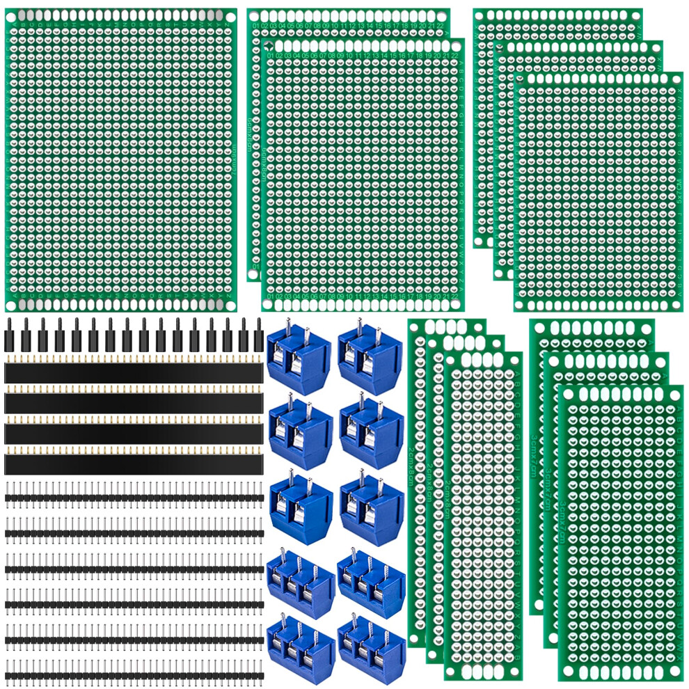 48Pcs Pcb Circuit Board Prototype Kit, Double Sided Perf Boards In 5 Sizes, Compatible With Arduino, Includes 40-Pin 2.54Mm Male And Female Headers 87094626
