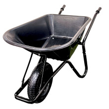 Heavy Duty Garden Wheelbarrow 100L 150KG Pneumatic Tyre Powder Coated Steel Rim Strong Large Transport Trolley Handcart Wheel Barrow Black
