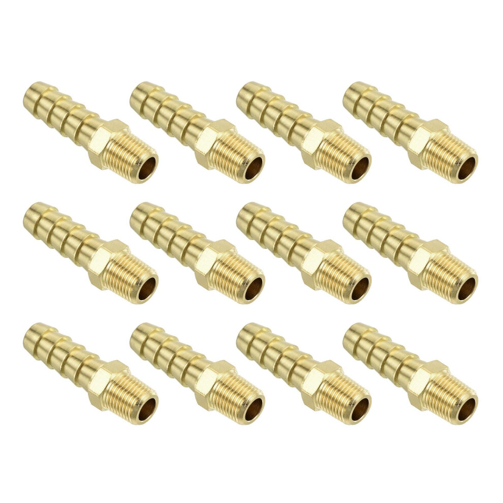 Sourcing Map Brass Hose Barb Fittings 12Pcs 5/16" Barbx1/8 Npt Male Brass Barb Pipe Fitting For Water Fuel Air 87367515