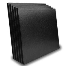 LARRYROO Pack of 5 Square Cake Drums 13mm Thick Boards Colourful Foil Covered (Black, 16 Inches)