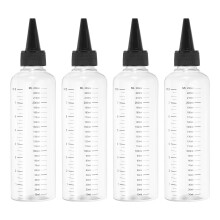 PATIKIL 230 Ml/8 oz Plastic Squeeze Bottles with Black Top Cap, 4 Pcs Graduated Round Dispensing Bottle Empty Pointed Bottle for Liquids, Crafts, Oil