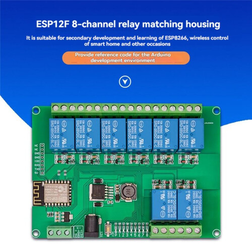 8-CH Relay Module DC12-24/5V Power Supply Onboard ESP-12F WiFi Module for ESP8266 Secondary Development 1