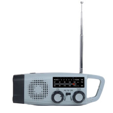 Radio Solar de Emergencia Multifunción con Bandas AM/FM/WB, Linterna , Generador de Manivela y Cargador Portátil para Teléfono.