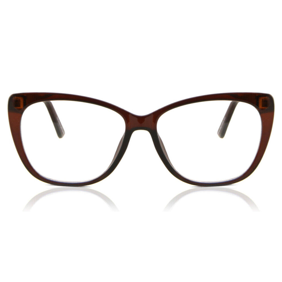 Smartbuy Collection Full Rim Cat Eye Frosted Brown Sol Cp114h Women Eyeglasses