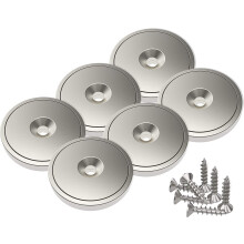 Magnetpro 6 Pieces Disc Magnet 28 x 5 mm 55 LB Force with Steel Capsule and Screws