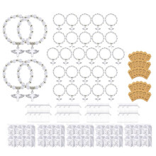 30PC Rosary Bracelets Charms with Angel Wing Acrylic Baptism Beaded Bracelets for Women Men Baptism Favors B