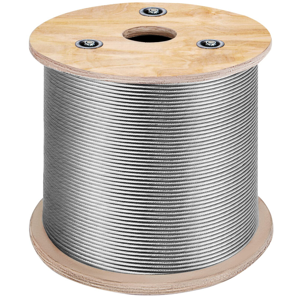 Vevor T316 Stainless Steel Cable 1/8" 7X7 Steel Wire Rope Cable 500Ft Cable Railing Transport Wire Rope Cable For Railing Decking Diy Balustrade