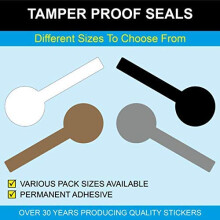 Lollipop Shaped Tamper Proof Stickers - 10 x 28mm, Clear, Pack of 2000 Security Tape Tamper Proof Seals Jar Seal Stickers Easy Peel Permanent Self Ad