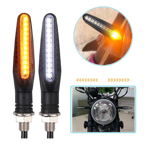 24LED Motorcycle Turn Signal Lights White Amber Dynamic Indicators Front Rear Flasher Blinker Light for Motorcycle 2