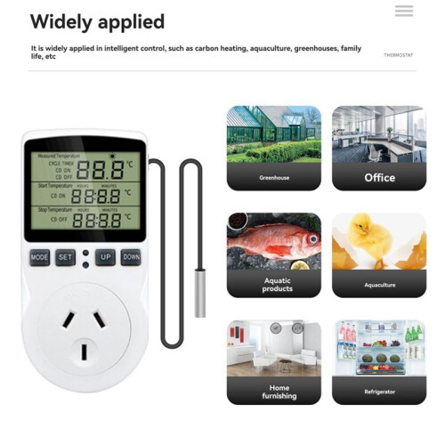Intelligent Digital Temperature Controller AU  Socket 10(2)A 240V- Max.2400W.U LCD Display 2