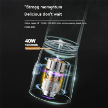 450ml Blender Double Cup USB Rechargeable with 10-Blades Safety Lock Automatic Power Off When Cover is Opened