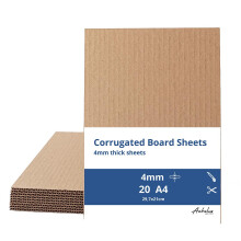 20 A4 Corrugated Cardboard Sheets - 4 mm Thick, Format 29.7x21cm - 20 Sheets A4 Large Kraft Board for Packaging, Arts&Crafts, Mailing