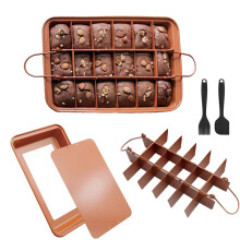 Oranlife Brownie Pan with Dividers-Non Stick-Removable Base,18 Pre-Slice Carbon Steel Bakeware Tray with Grips for Oven Baking Bread,Precut Brownie T