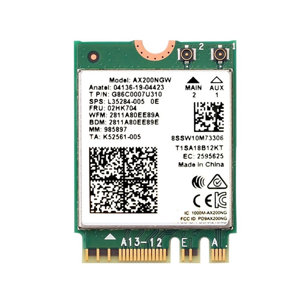 Ax200 Ax200ngw Network Card M.2 Ngff 2.4Ghz/5G Wi-Fi 6 2974Mbps Wifi Card 802.11Ax 5.2 Wifi Adapter 4713062131761