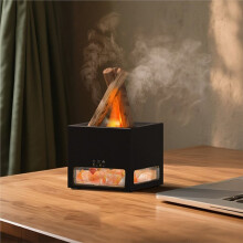 2-in-1 Himalayans Salt Lamp & Essential Oil Diffuser Aromatherapy Diffuser Automatic Fragrance Flame Humidifier White