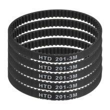 sourcing map 5pcs HTD-3M Rubber Timing Belt 67 Teeth, 201mm Pitch Length x 6mm Width x 2.4mm Height, Closed Loop Pulley Timing Belt