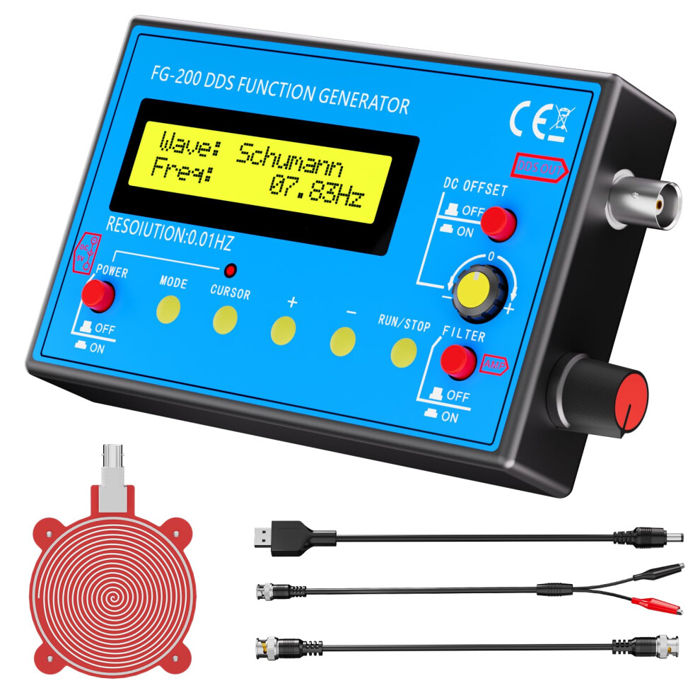 1Hz-500Khz Dds Signal Generator With Schumann Resonator, Portable Multifunction Waveform Generator With Ac/Dc Power, Ideal For Oscilloscope Calibrati 59958277