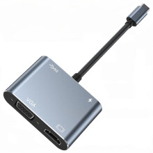 4-in-1 USB C to 4K -Compatible VGA USB C Hub Adapter Portable Adapter Multiple Port Hub for Air ChromeBook