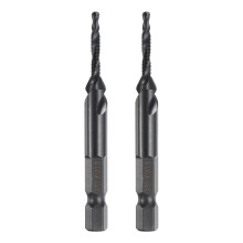 sourcing map 2pcs Combination Drill and Tap Bits Metric M3 x 0.5 Thread 1/4" Hex Shank Nitride Coated Threading Screw Taps 4341 High Speed Steel Mach