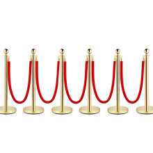Crowd Control Stanchion, Set with 5 ft/1.5 m Red Velvet Rope, Stanchion Rope Divider, Gold Queue Barrier Line Divider with Fillable Plastic Base, Air