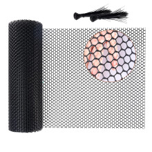 Unnosin Chicken Wire, Plastic Chicken Wire Mesh Roll Fencing Wire Mesh Netting for Poultry, Pet, Garden, Balcony, Yard, with Self-Locking Ties (Black