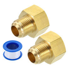 sourcing map 2Pcs Brass Pipe Fitting, 1/2 SAE Male x 5/8 SAE Female Pipe Adapters Flare Tube Fitting for Air Gas Line Refrigeration HVAC