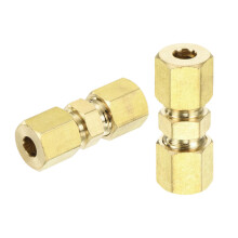 sourcing map 3Pcs Brass Compression Tube Fitting, 3/16" Tube OD x 3/16" Tube OD Connector Straight Coupling Adapter Union Fittings