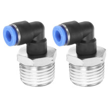 sourcing map 2pcs 90 Push to Connect Fittings G 6mm Tube OD x 1/2" NPT Male Thread Elbow Fitting Quick Connect Air Hose Pneumatic Push Lock Connector