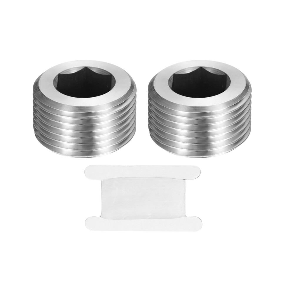 Patikil 2 Pcs 304 Stainless Steel Pipe Plug 1" Bsp Male Internal Hex Thread Socket Pipe Plug Hex Countersunk Pipe Fitting For Sealing Water Oil Gas P 75863814