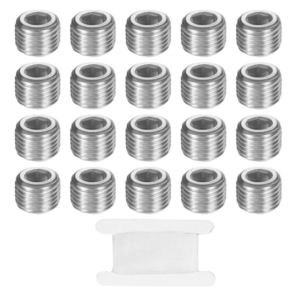 Patikil 20 Pcs 304 Stainless Steel Pipe Plug 1/4" Npt Male Internal Hex Thread Socket Pipe Plug Hex Countersunk Pipe Fitting For Sealing Water Oil Ga 63150360