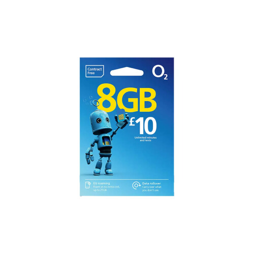 O2 Pay As You Go Sim Card, blue