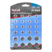 HYCELL Alkaline & Lithium Button Cells [Assorted Multipack of 24] Incl 2 of CR1620/CR2016/CR2025/CR2032/LR41/LR43/LR44/LR626/LR621/LR754/LR1120/LR113