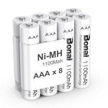 BONAI AAA Rechargeable Batteries 8-Pack, 1100mAh High Capacity 1.2V Ni-MH, Leak-Proof Sealing Design for Gear Safety, Ready to Use, Ideal for Remotes