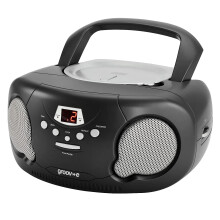 Groov-e Original Boombox - Portable CD Player with Bluetooth, Radio, 3.5mm Aux Port, & Headphone Socket - LED Display, 2 x 1.2W Speakers - Battery or