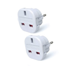 Pack of 2 Travel Adaptor | UK to European Plug Adapter Converter (Euro Type C, E, F) 3 Pin to 2 Pin Type G, EU Plugs for Europe Accessories,Italy,Cap