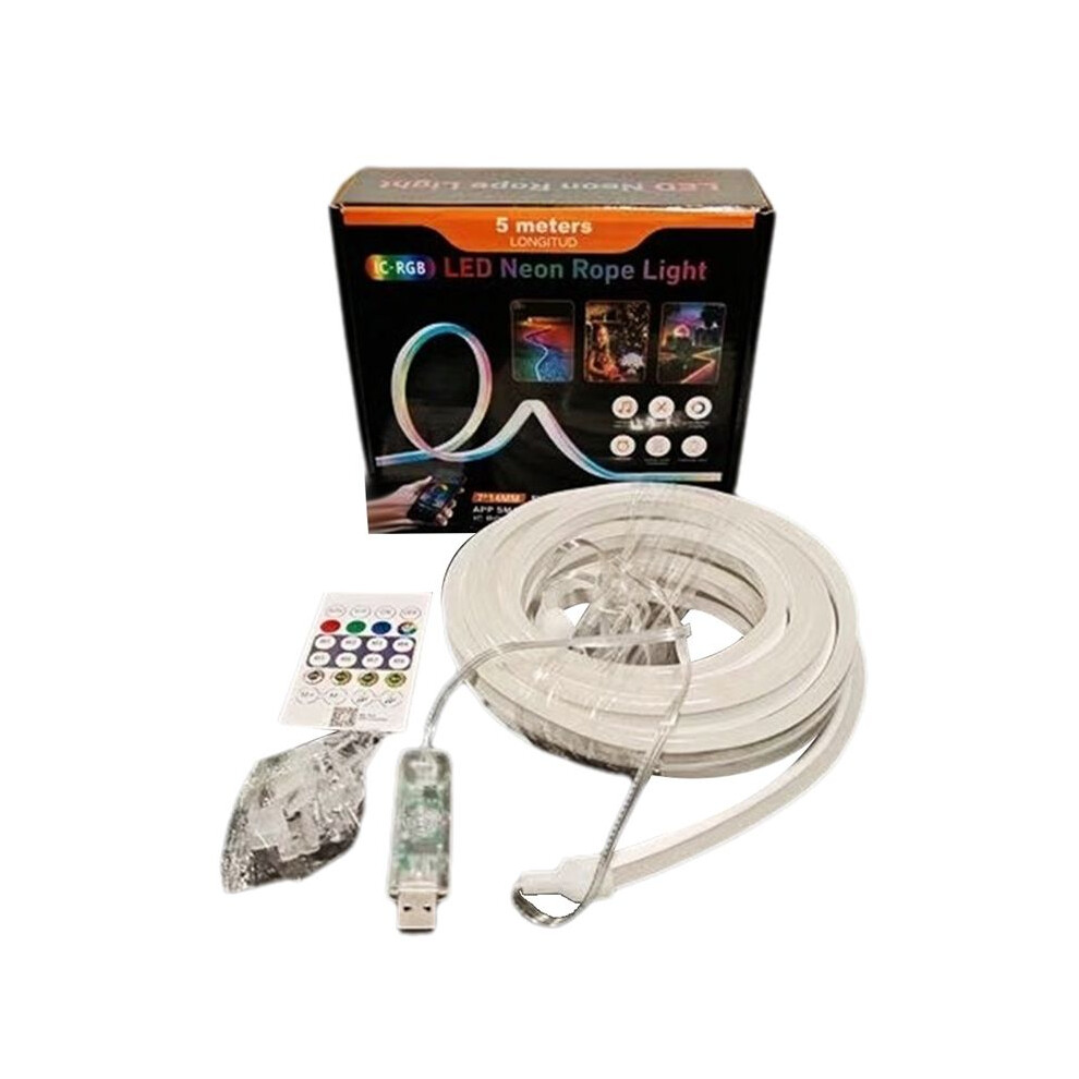 Dc5v Rgbic Led Strip Lights Neon Rope Light With Music Sync Diy Rgb Atmosphere Light Strip Tape For Home Decor 5 Meter 6032615925854