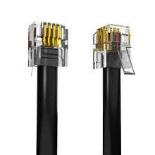 ASNQ High Speed Broadband RJ11 to RJ11 Cable for Landline Telephone, Router, Modem - 3m with OFC Wires and PVC Cover - Internet DSL Cable - Flat, Bla
