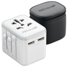 Worldwide Travel Adapter with USB, FSTravelP Universal Plug Adapter with 2 USB & International AC Socket, Dual 10A Fuses, All In One Travel Plug Adap