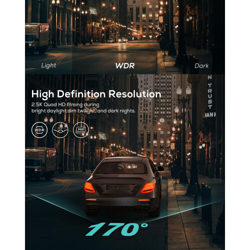 iZEEKER GD100 2.5K Dash Cam Front, 32GB Card, 3-Inch IPS, WDR Night Vision 2