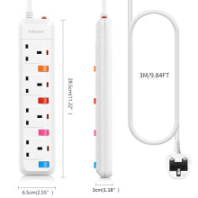 Mscien 3M Extension Lead With Independent Switch 4 Way Extension Lead