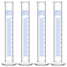 Labasics 4-Pack Borosilicate Glass 100 ml Heavy Wall Graduated Cylinder Measuring Cylinder