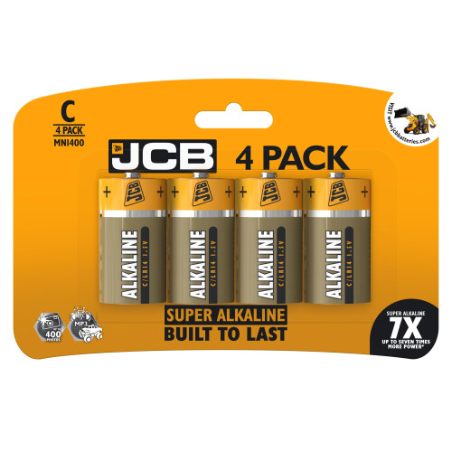 JCB JCB Super Alkaline Batteries C Size 1.5V LR14 MN1400 Pack of 4