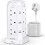 KLINTOS Tower Extension Lead 5M, 12 Way, 6 USB, Surge Protected, White 1